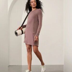 Athleta Coaster Luxe Sweatshirt Dress L – Smoky Rose NWT